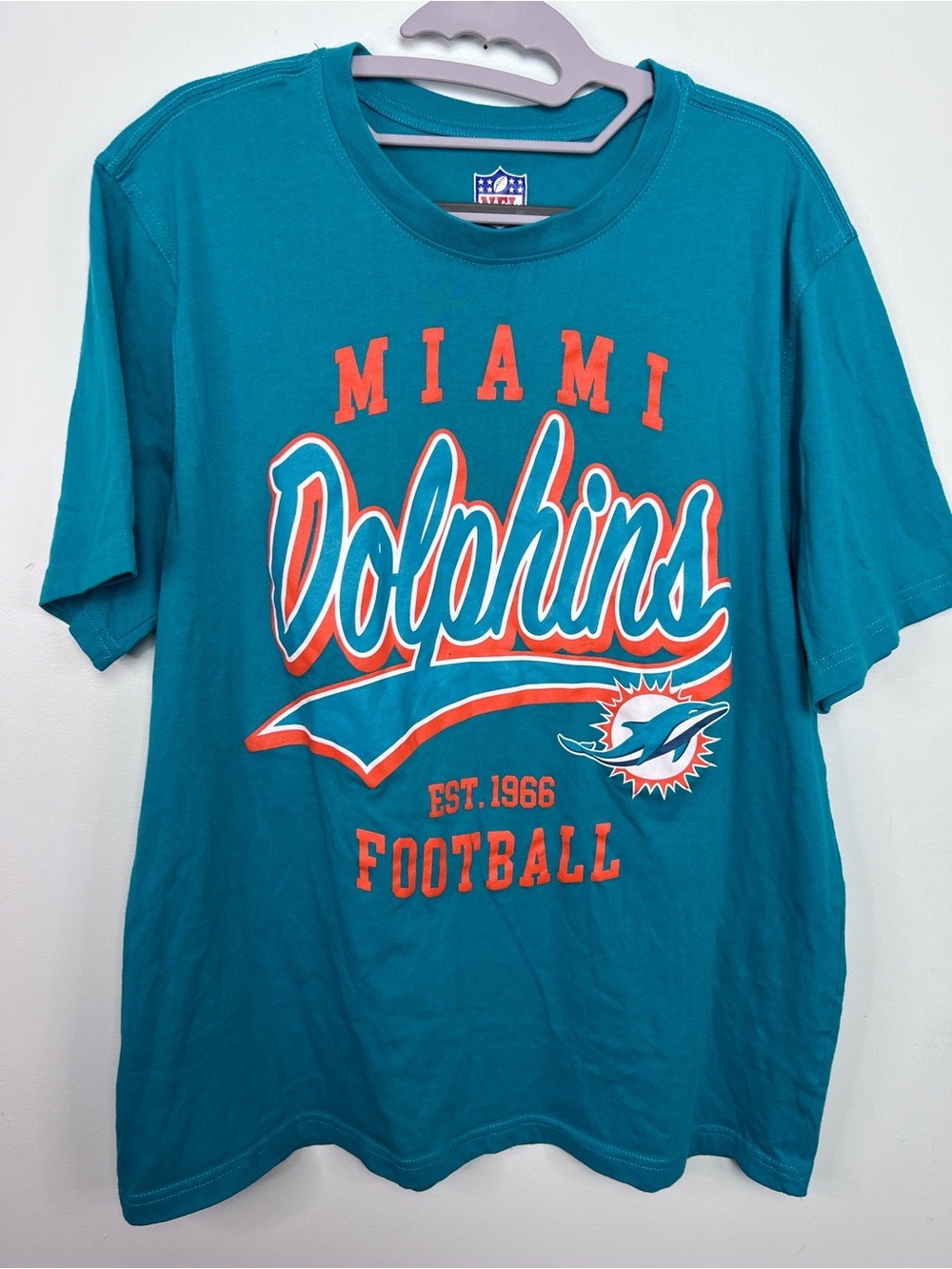Miami Dolphins NFL Men’s XL Teal Aqua Graphic T Shirt Est 1966 Football